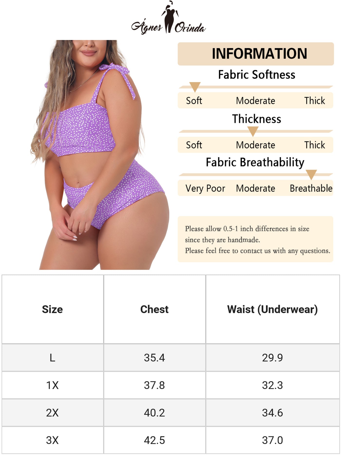 Bublédon Plus Size Swimsuit for Women Two Piece Bathing Suit High Waisted Tummy Control Bikini Set