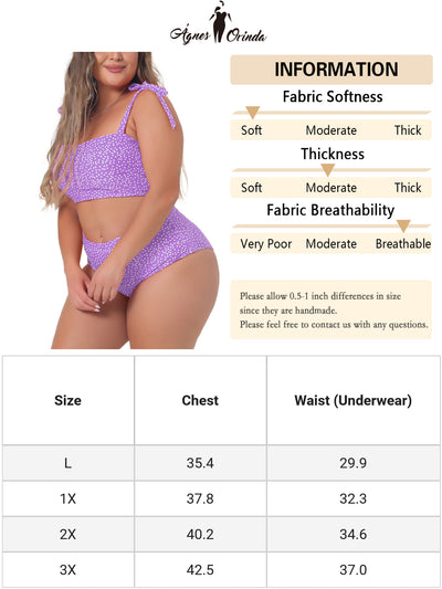 Plus Size Swimsuit for Women Two Piece Bathing Suit High Waisted Tummy Control Bikini Set