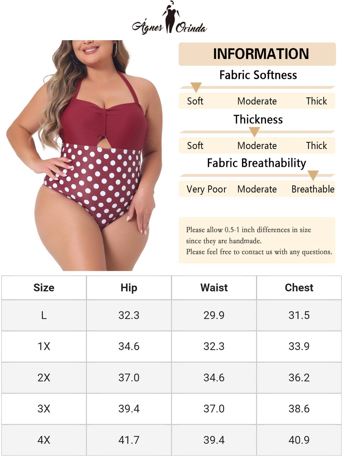 Bublédon Plus Size One Piece Swimsuits for Women Polka Dots Knot Bust High Waisted Tummy Control Bathing Suits Swimwear