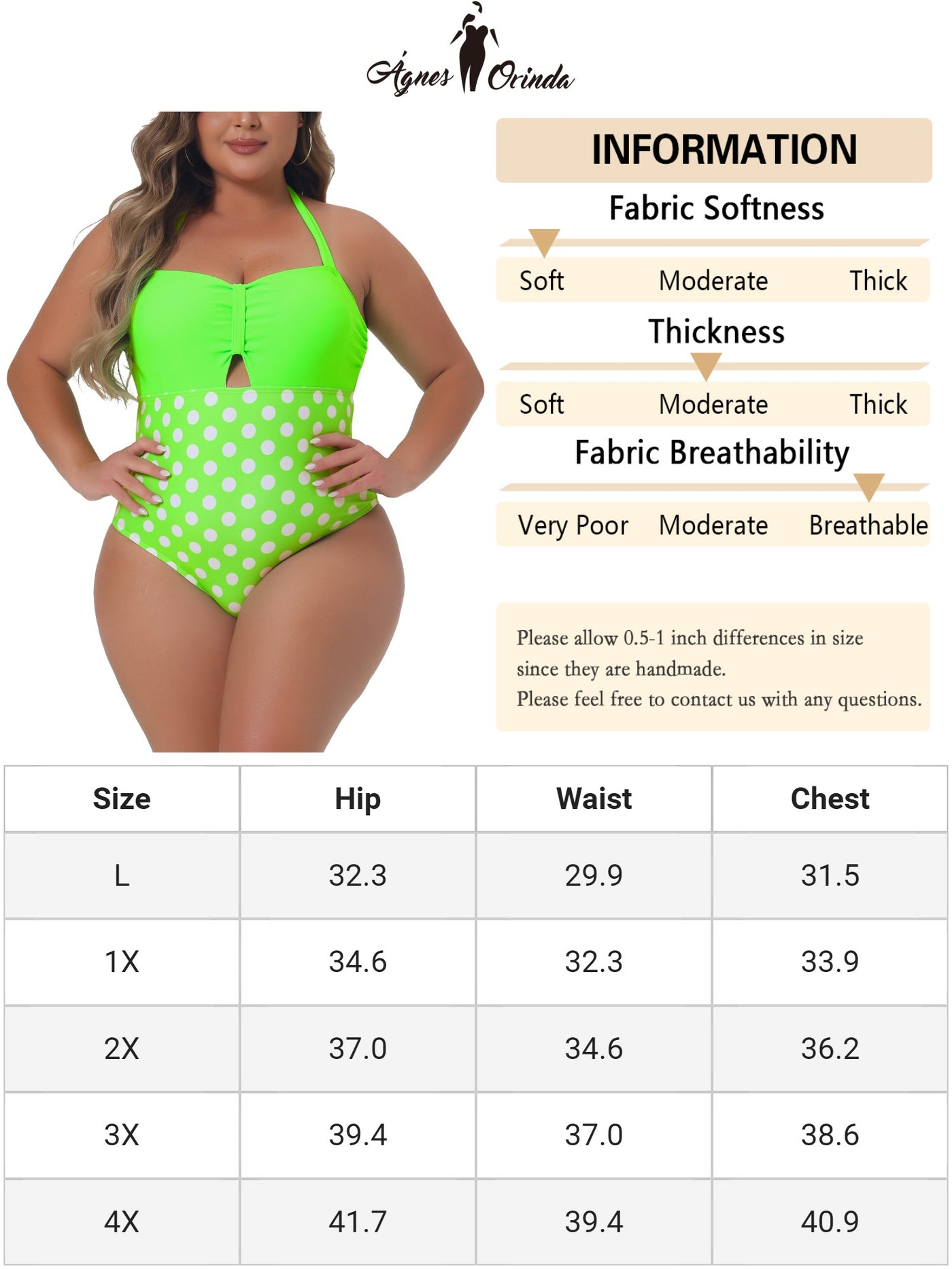 Bublédon Plus Size One Piece Swimsuits for Women Polka Dots Knot Bust High Waisted Tummy Control Bathing Suits Swimwear