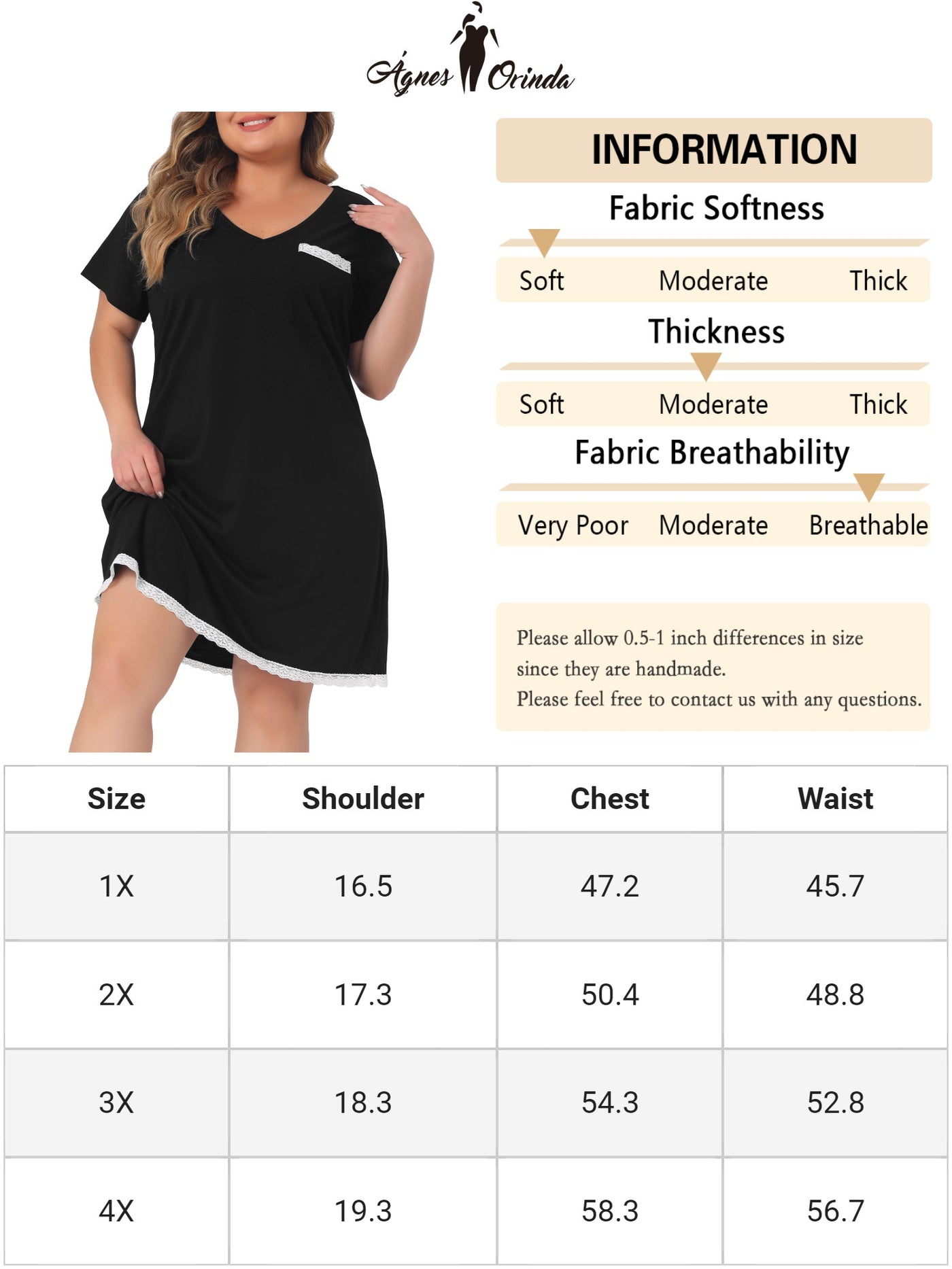 Bublédon Plus Size Nightgown Sleepwear for Women Soft Sleepshirt Short Sleeve Lace Trim Pajama Nightshirt