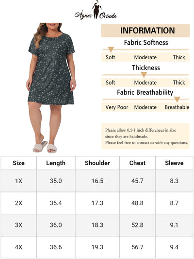 Plus Size Nightgown for Women Pajama Round Neck Cat Holiday Family Sleepdress Nightdress 2023