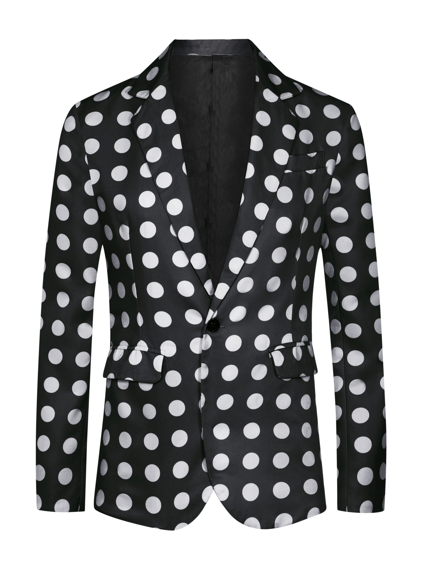 Bublédon Polka Dots Blazers for Men's Notch Lapel One Button Wedding Suit Jacket Sports Coats