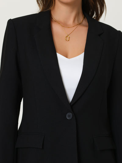 Women's Professional Blazer One Button Classic Work Business Suit Jacket