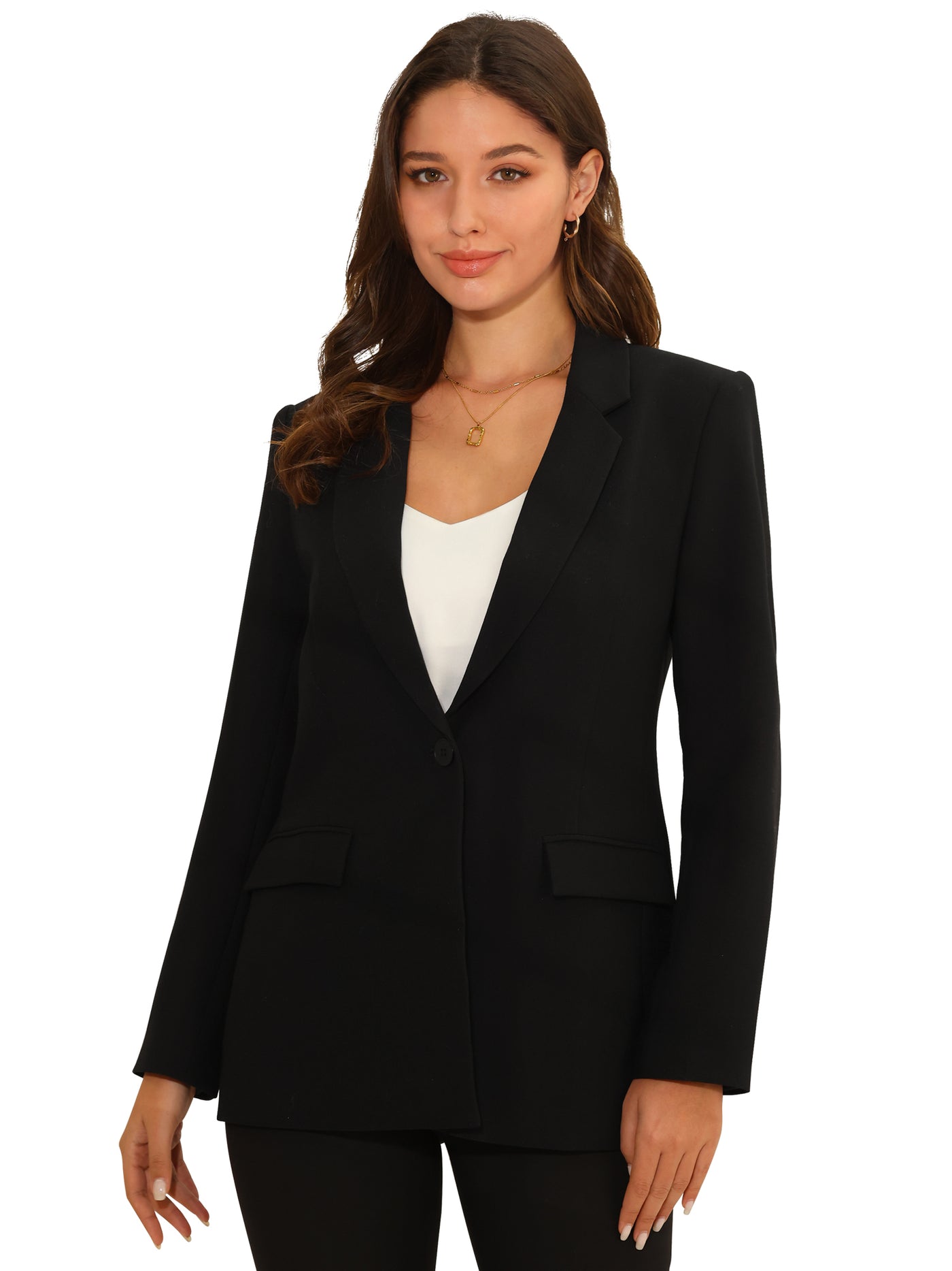 Bublédon Women's Professional Blazer One Button Classic Work Business Suit Jacket