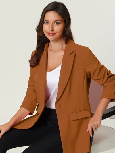 Women's Office Formal Jacket Long Sleeve 1 Button Blazer