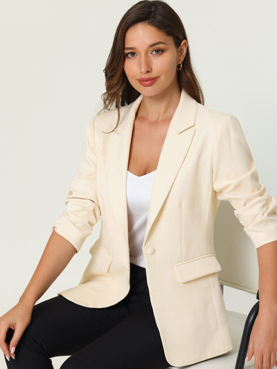 Bublédon Women's Office Formal Jacket Long Sleeve 1 Button Blazer