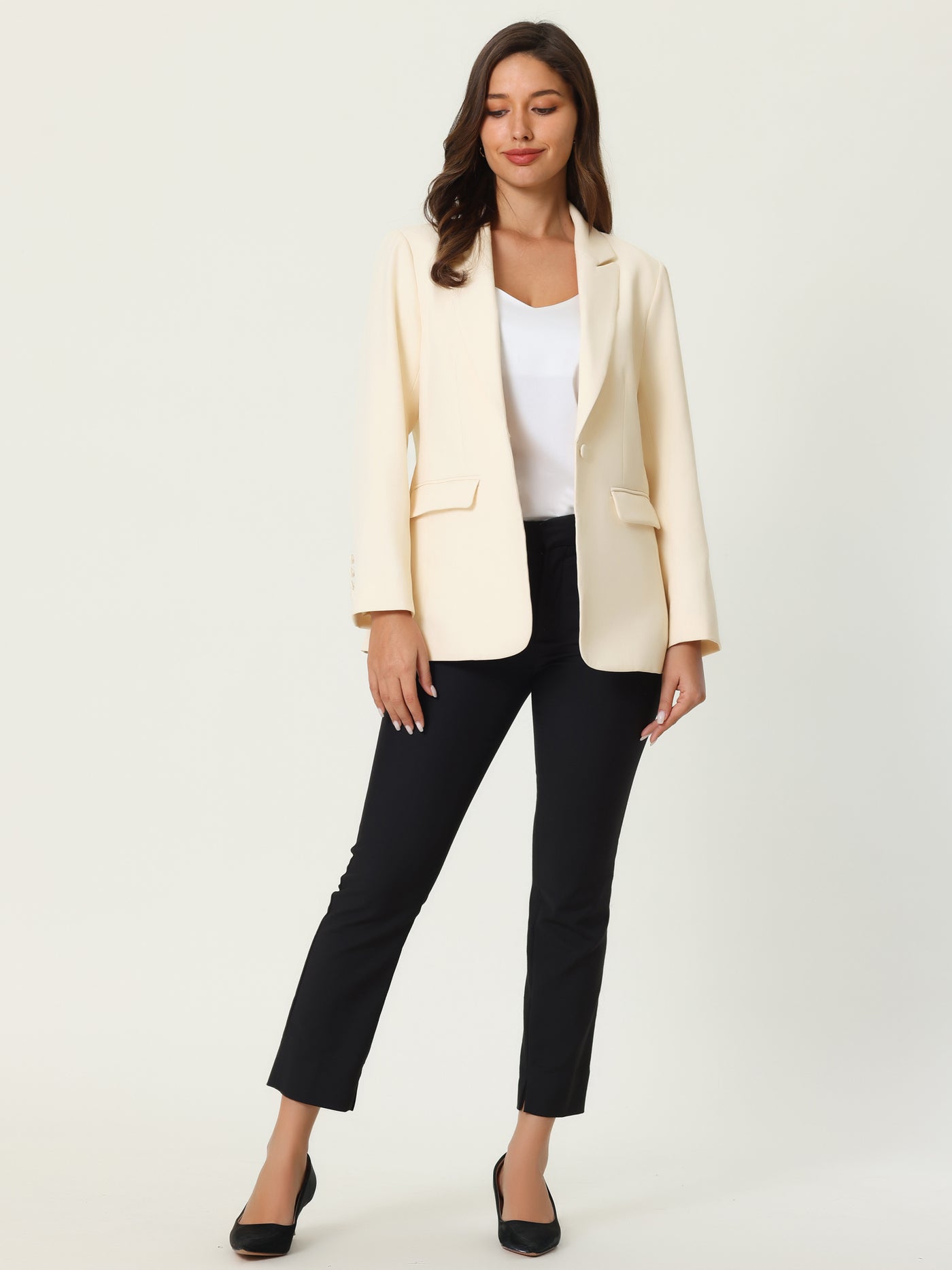 Bublédon Women's Office Formal Jacket Long Sleeve 1 Button Blazer