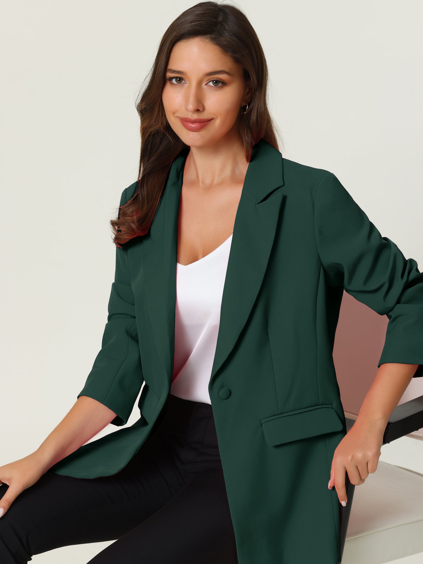 Bublédon Women's Office Formal Jacket Long Sleeve 1 Button Blazer