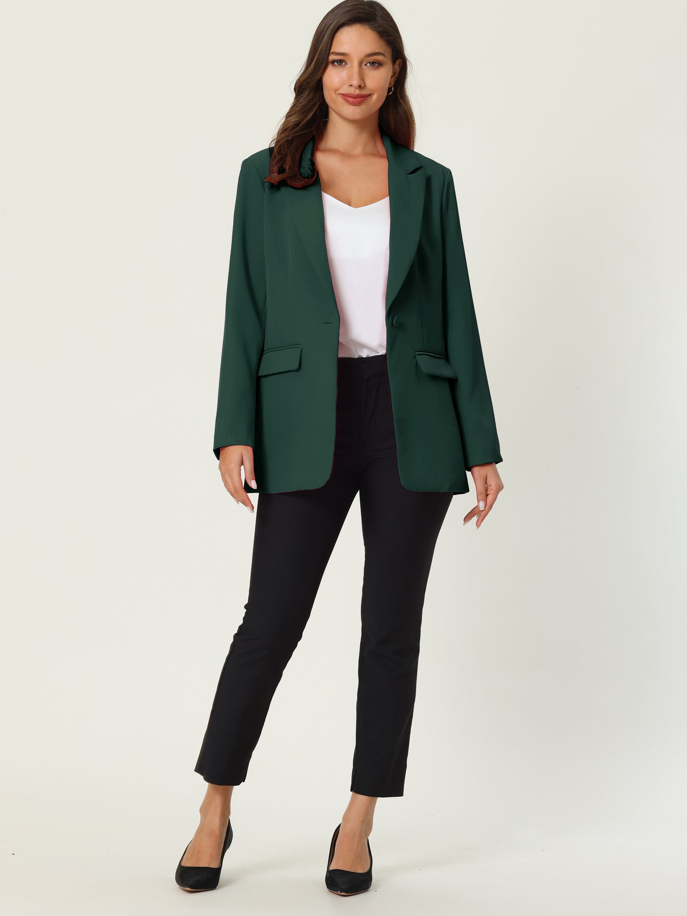 Bublédon Women's Office Formal Jacket Long Sleeve 1 Button Blazer