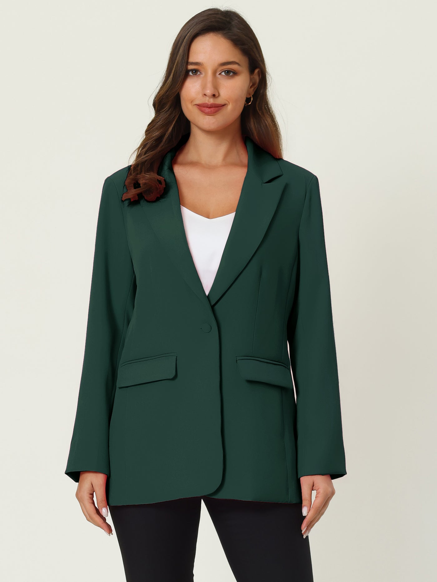 Bublédon Women's Office Formal Jacket Long Sleeve 1 Button Blazer