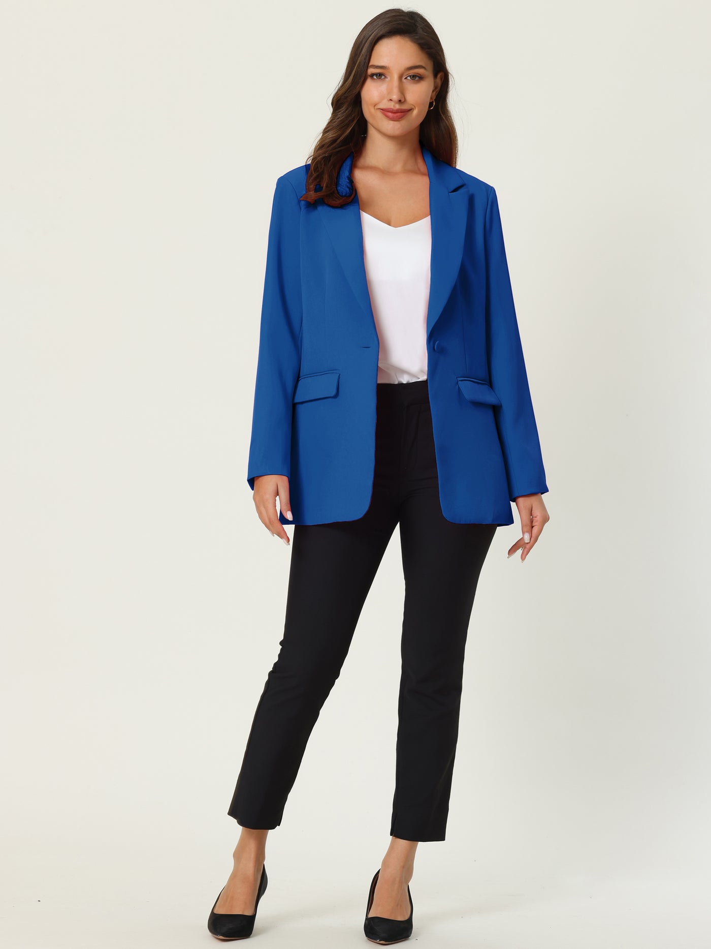 Bublédon Women's Office Formal Jacket Long Sleeve 1 Button Blazer