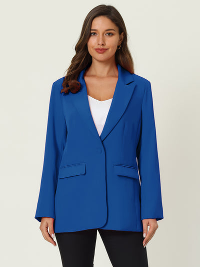 Women's Office Formal Jacket Long Sleeve 1 Button Blazer