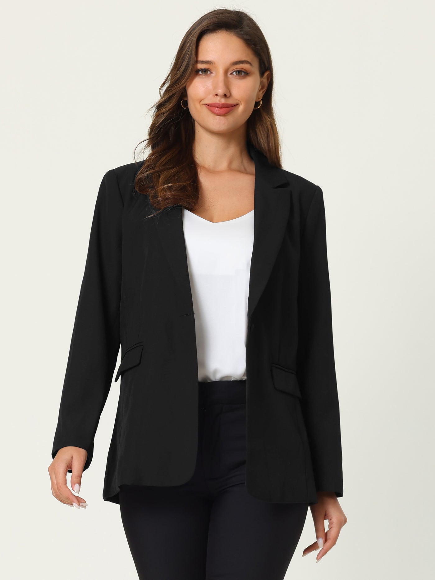 Bublédon Women's Office Formal Jacket Long Sleeve 1 Button Blazer