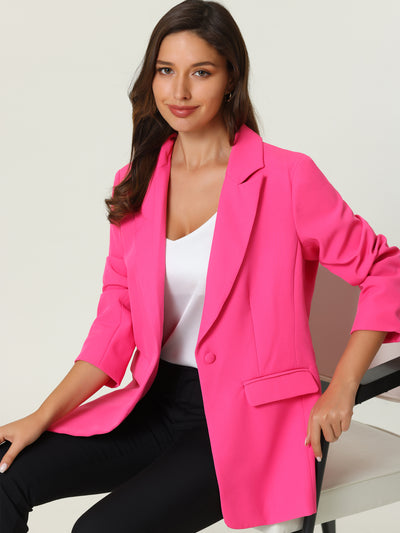 Women's Office Formal Jacket Long Sleeve 1 Button Blazer