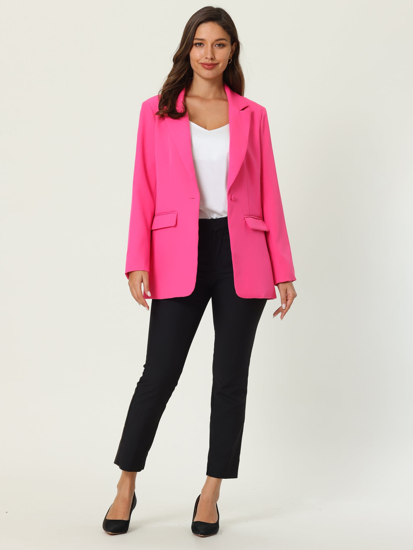 Bublédon Women's Office Formal Jacket Long Sleeve 1 Button Blazer