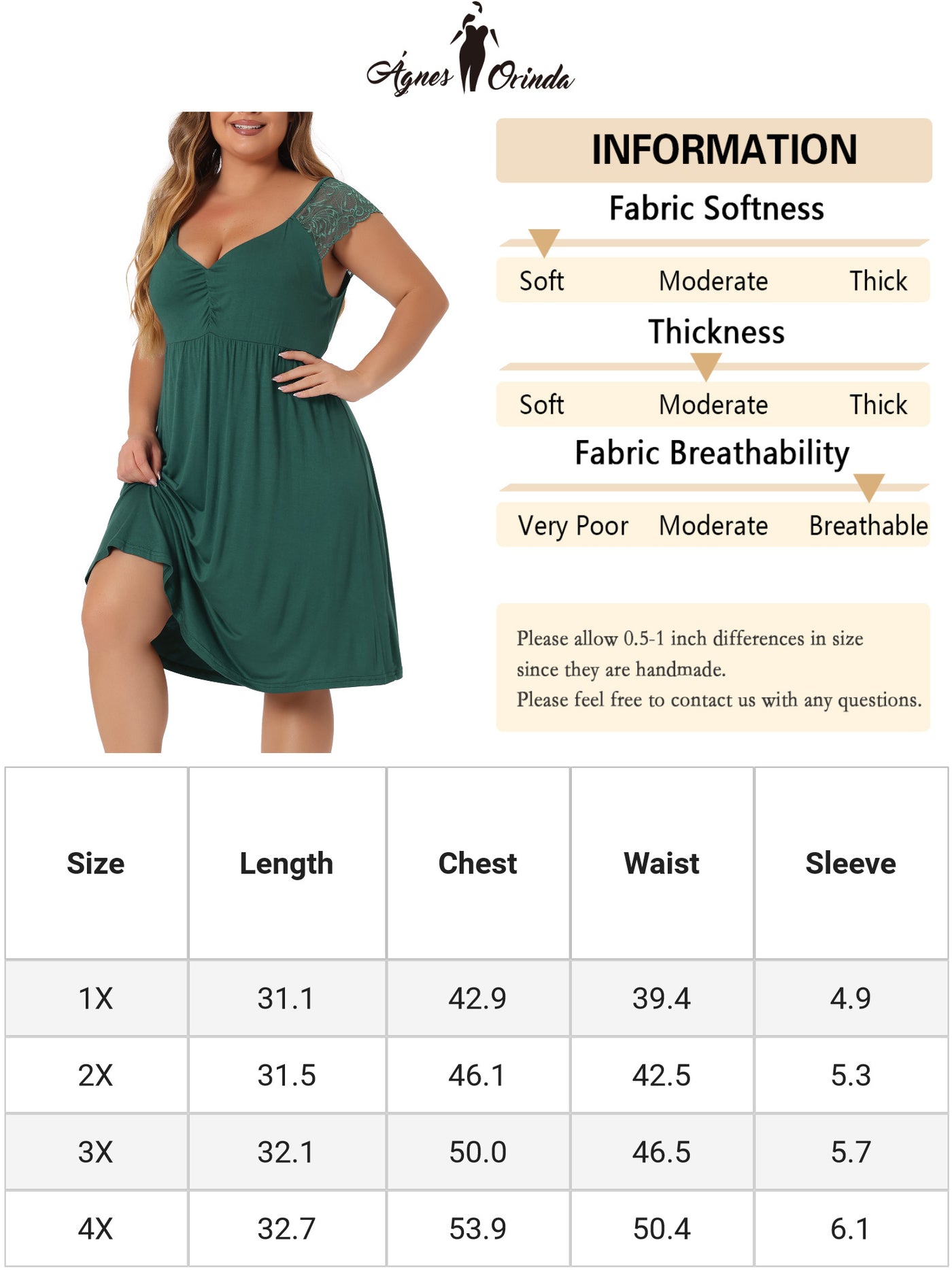 Bublédon Women's Plus Size Nightgown Sleepwear Lace Cap Sleeve Sleep Dress V Neck Nightwear Loungewear