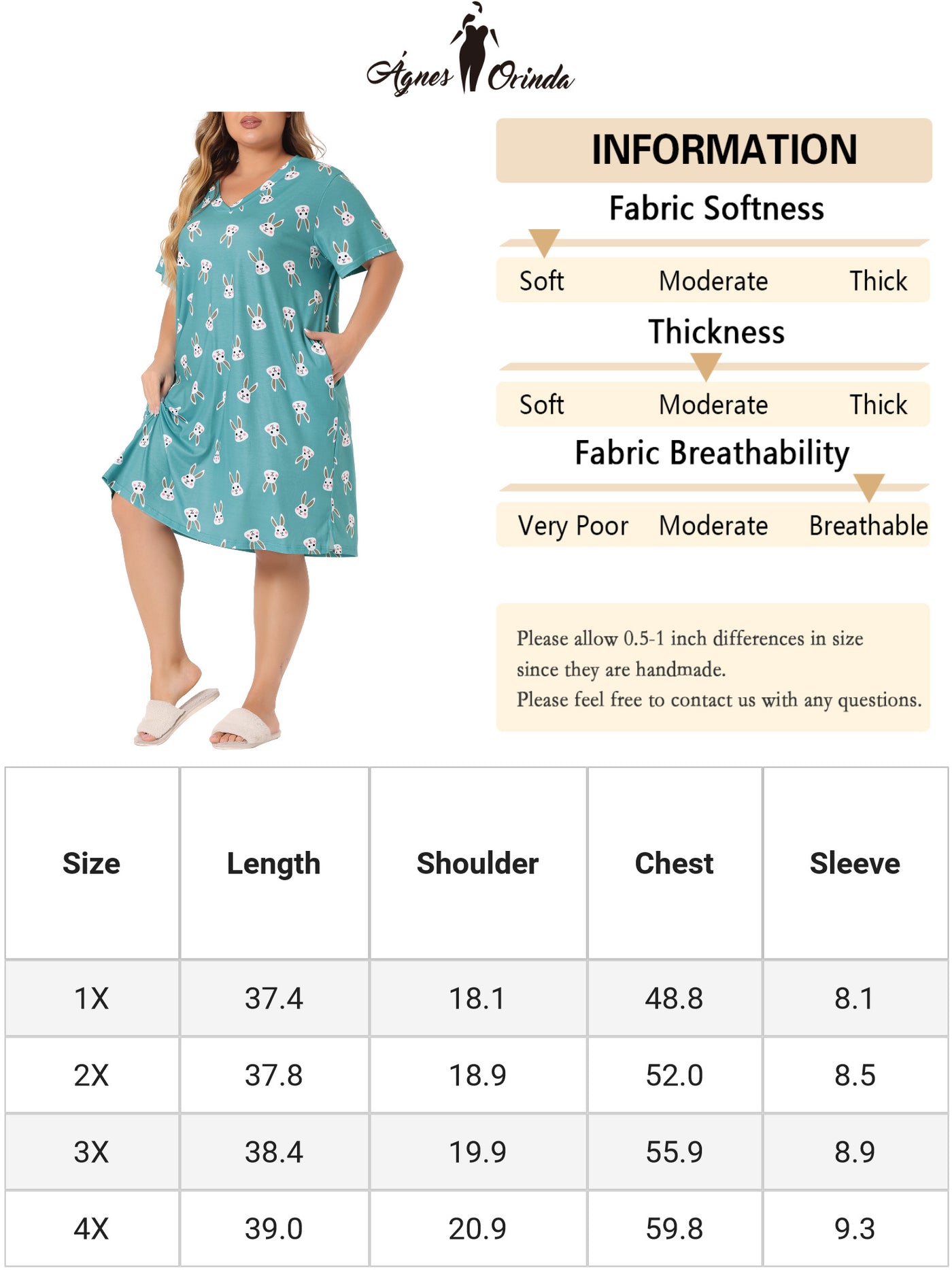 Bublédon Women's Plus Size V Neck Star Short Sleeve Sleepwear Nightdress