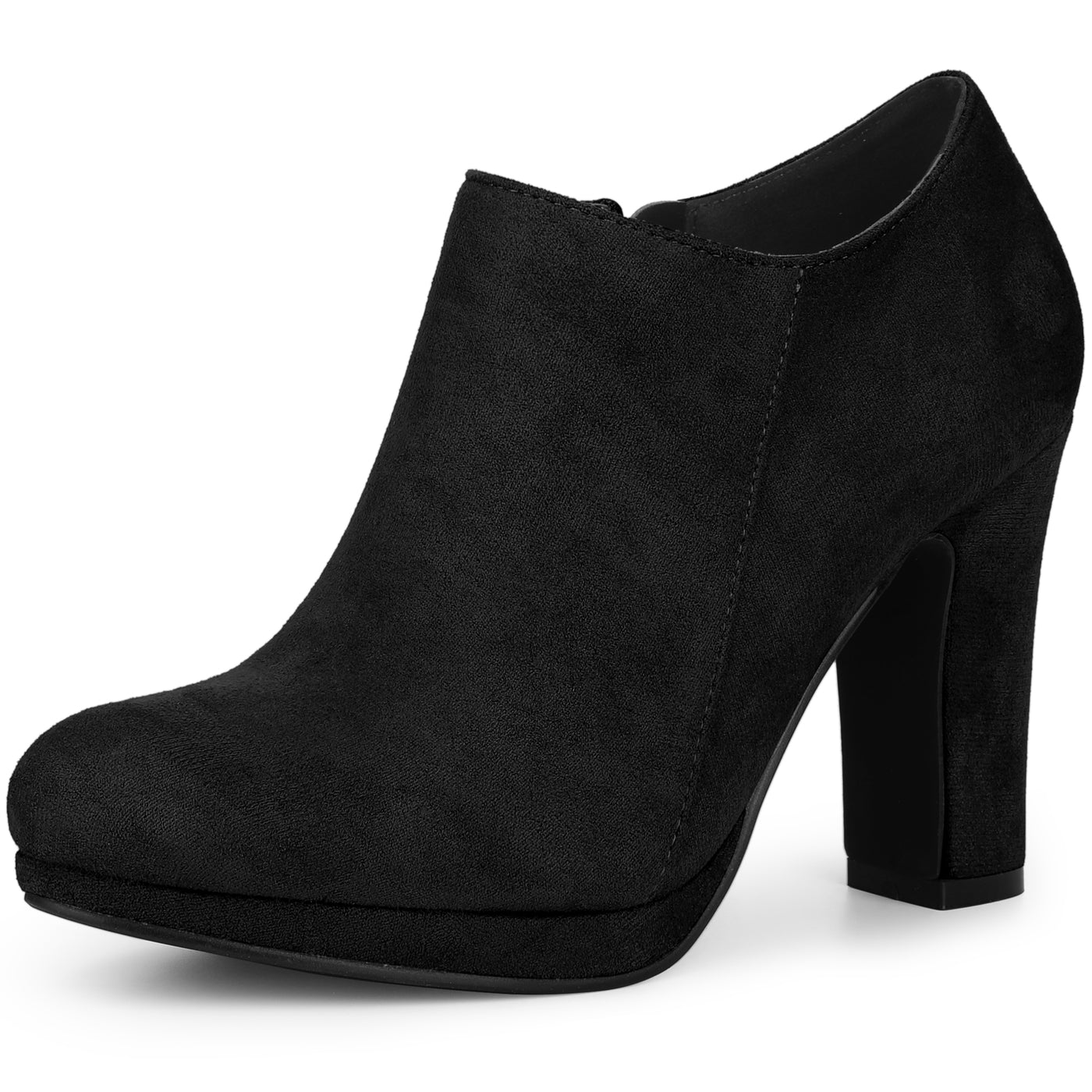 Bublédon Round Toe Platform Block Heel Ankle Booties for Women