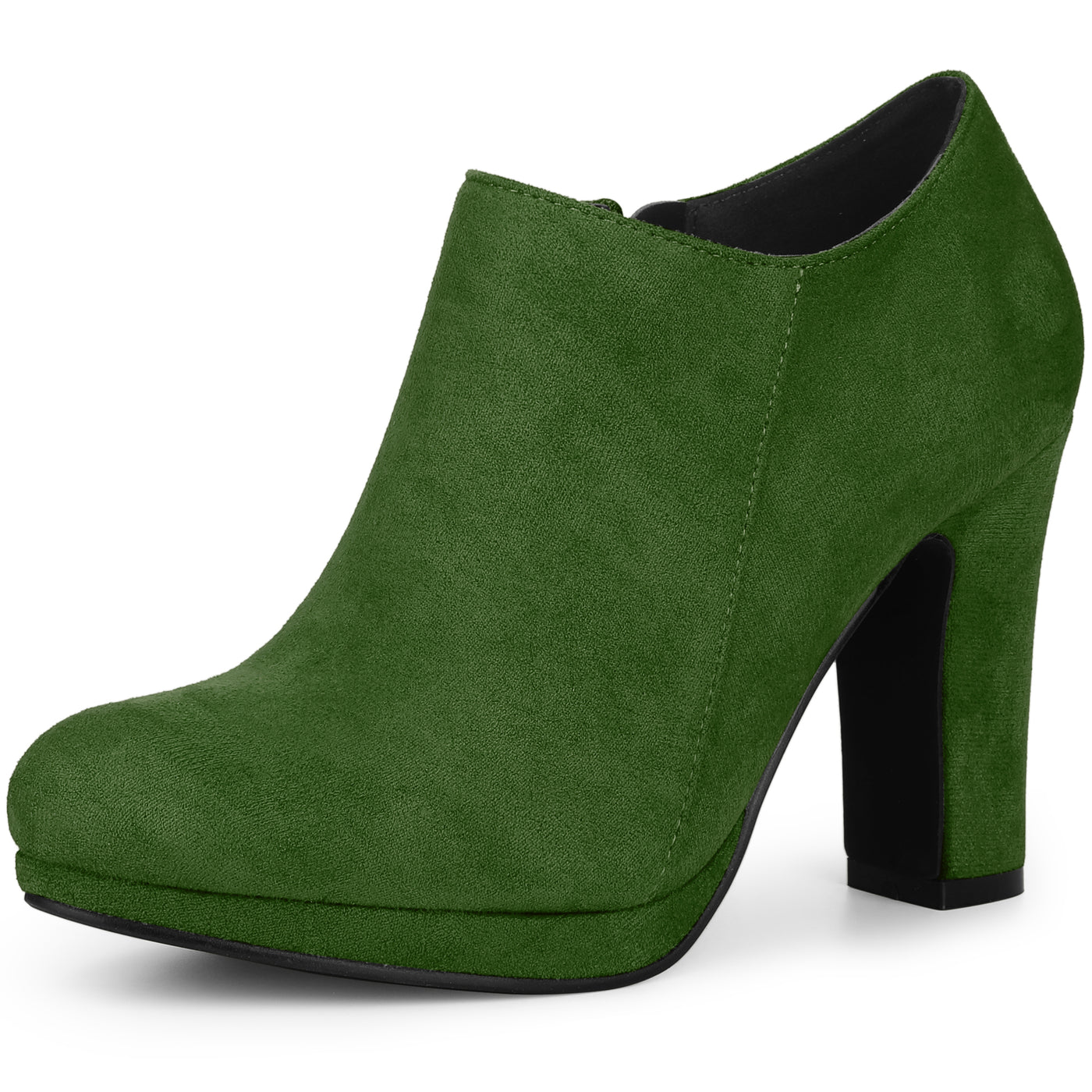 Bublédon Round Toe Platform Block Heel Ankle Booties for Women