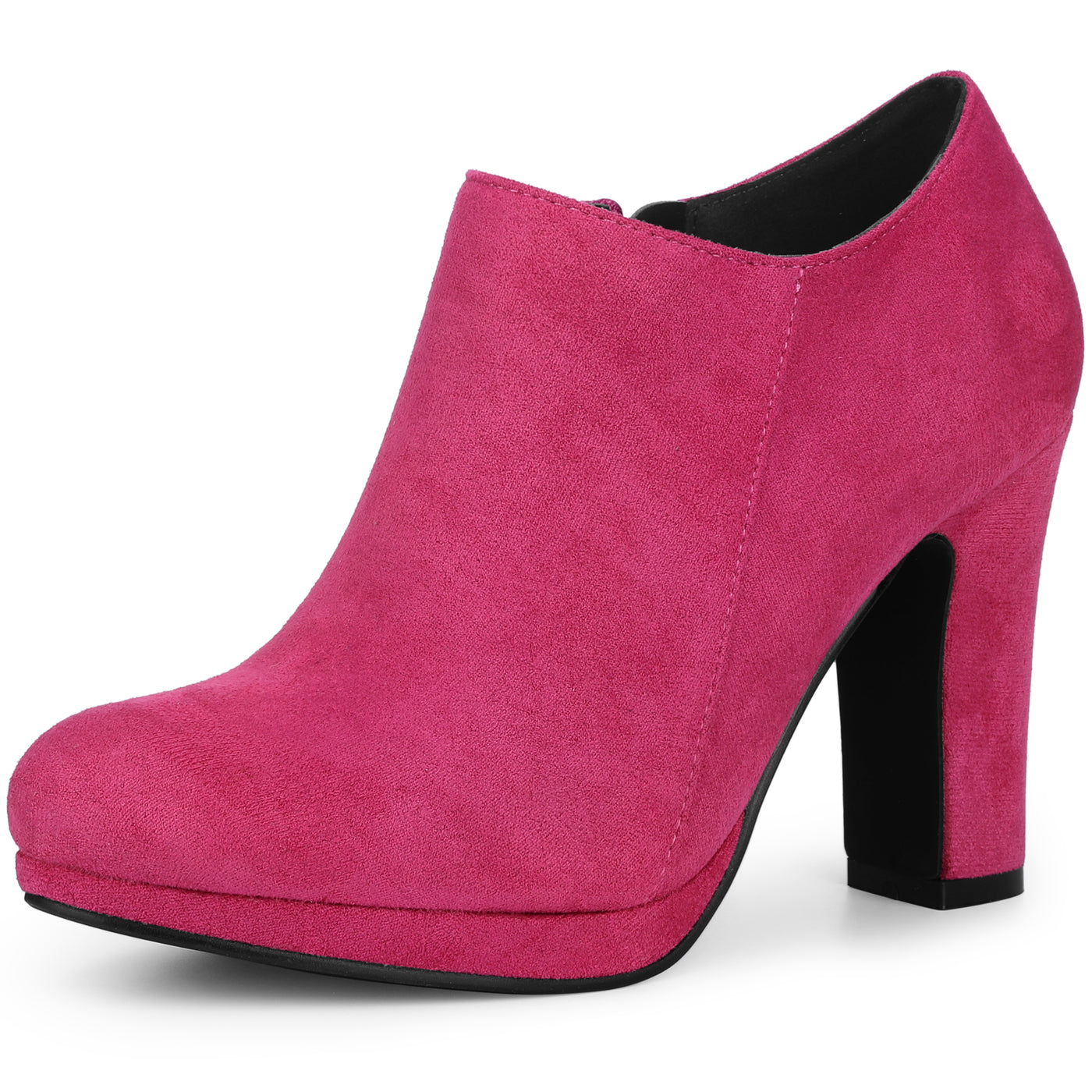 Bublédon Round Toe Platform Block Heel Ankle Booties for Women