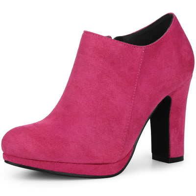 Round Toe Platform Block Heel Ankle Booties for Women