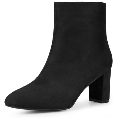 Bublédon Square Toe Block Heel Ankle Boots for Women