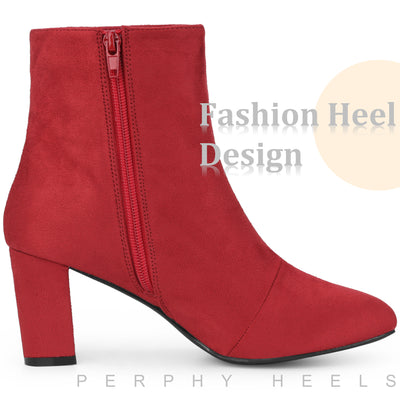 Square Toe Block Heel Ankle Boots for Women