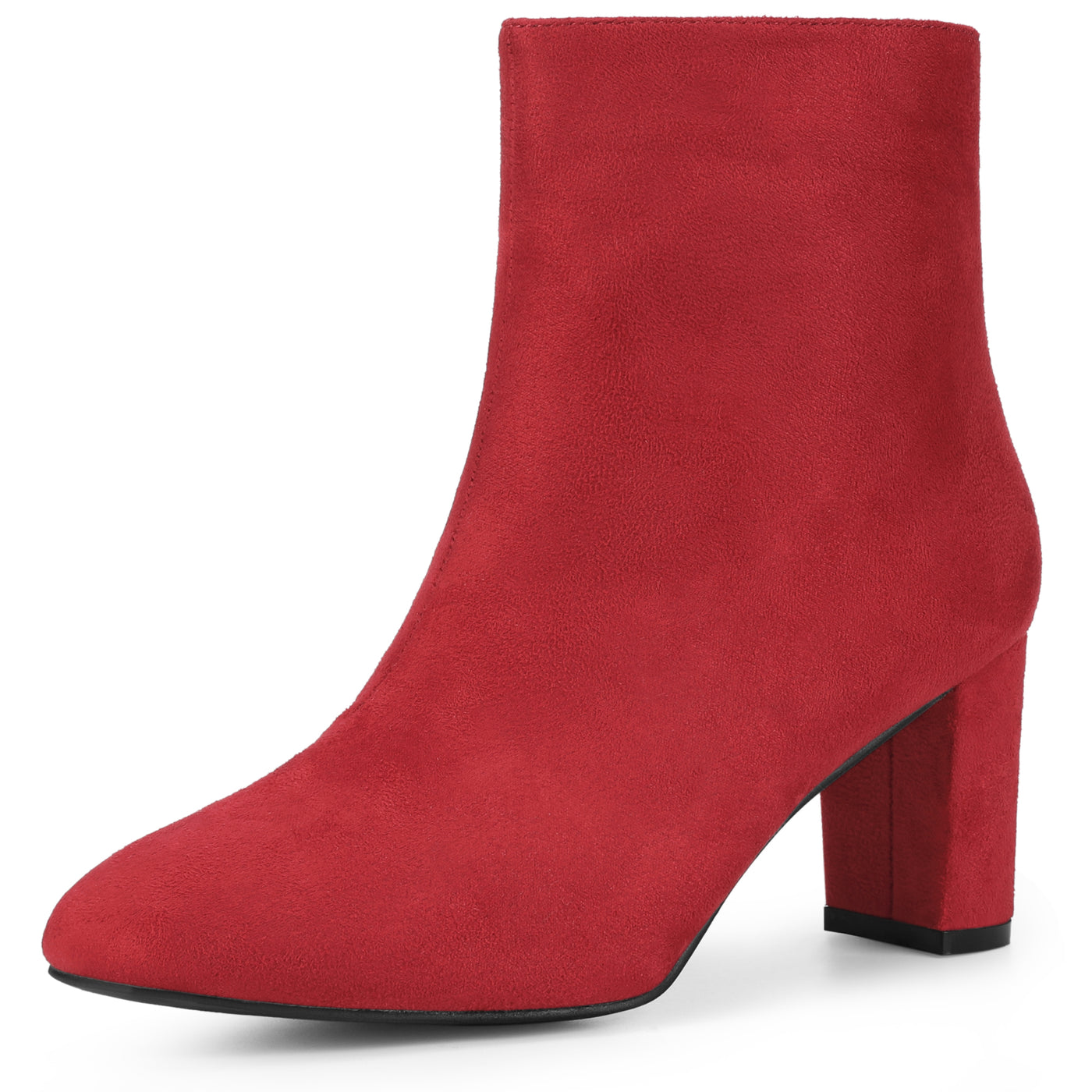 Bublédon Square Toe Block Heel Ankle Boots for Women