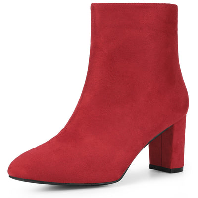 Square Toe Block Heel Ankle Boots for Women