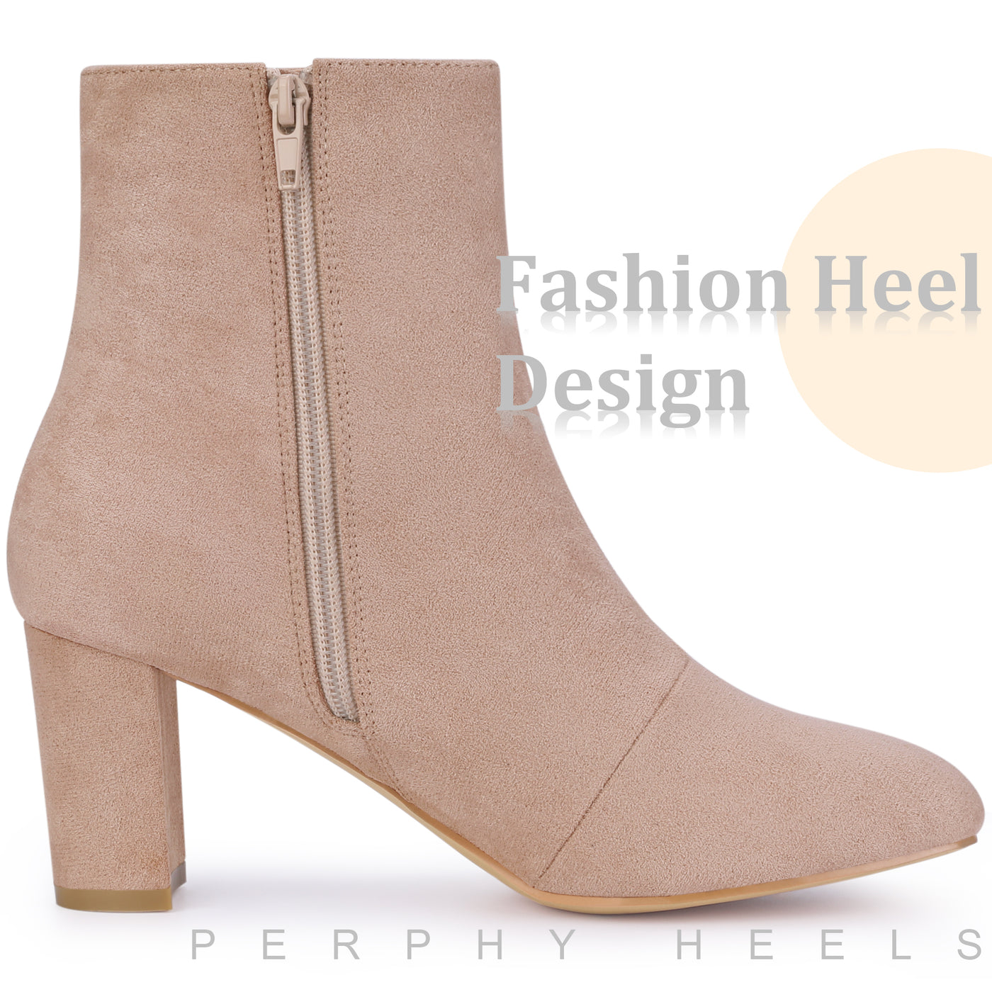 Bublédon Square Toe Block Heel Ankle Boots for Women