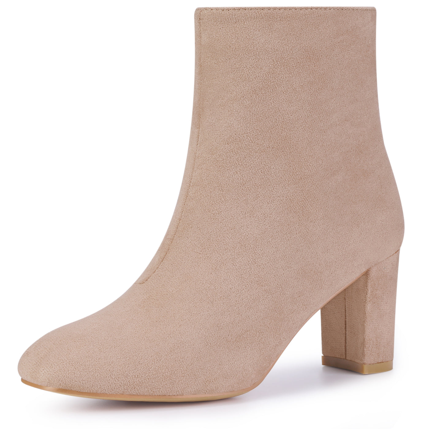 Bublédon Square Toe Block Heel Ankle Boots for Women