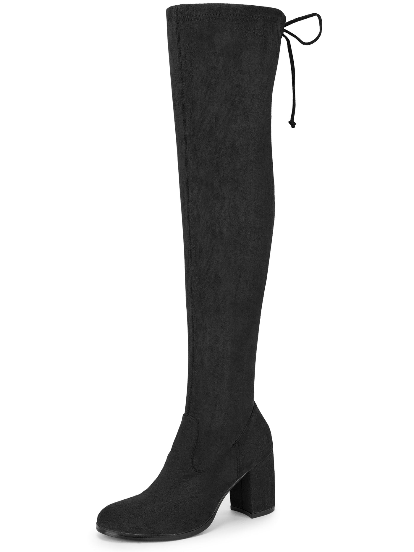 Bublédon Round Toe Chunky Heel Over the Knee Boots for Women