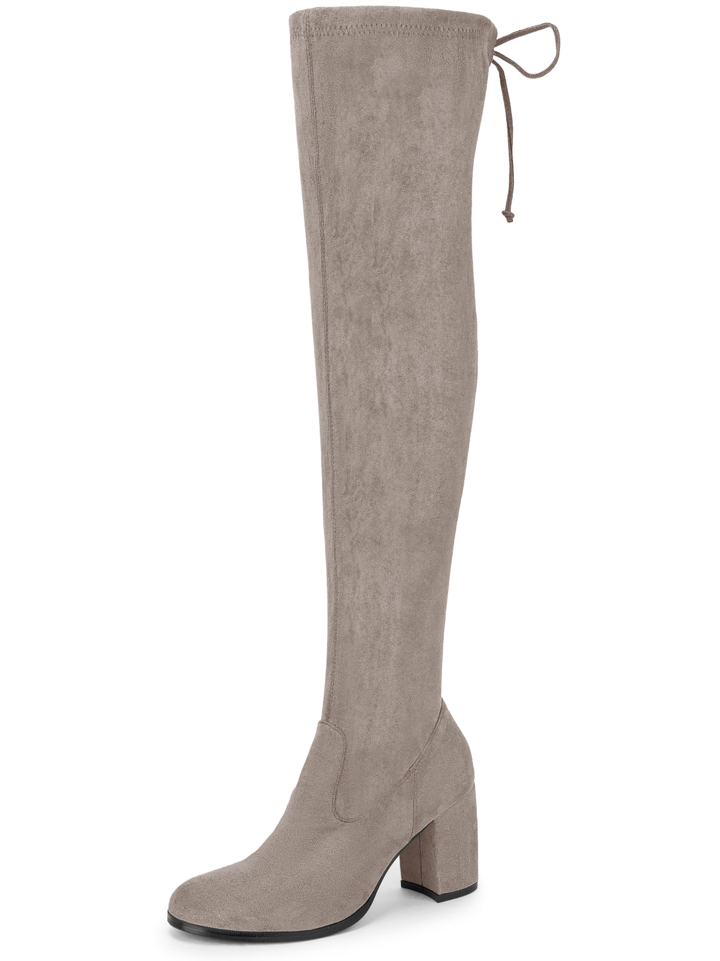 Bublédon Round Toe Chunky Heel Over the Knee Boots for Women