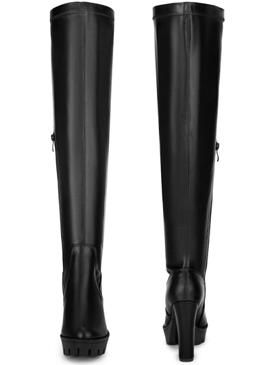 Platform Chunky Heels Over the Knee High Boots for Women