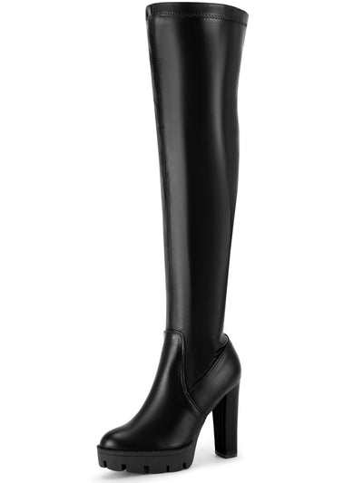 Platform Chunky Heels Over the Knee High Boots for Women