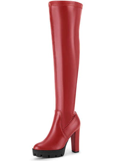 Bublédon Platform Chunky Heels Over the Knee High Boots for Women