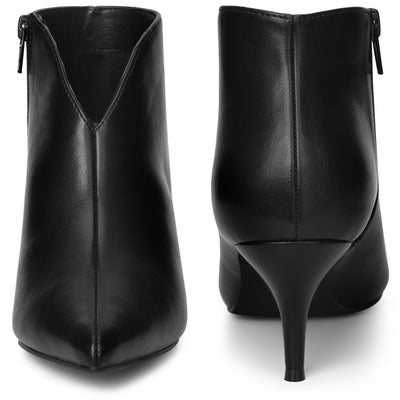 Pointed Toe V Cutout Stiletto Heel Ankle Booties for Women