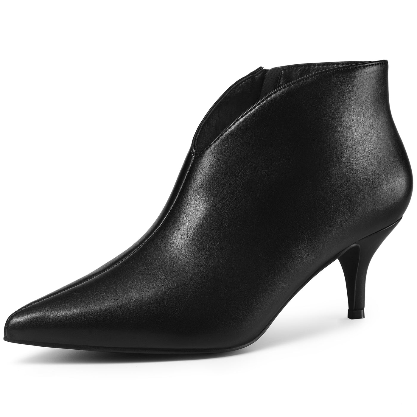 Bublédon Pointed Toe V Cutout Stiletto Heel Ankle Booties for Women