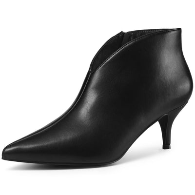 Pointed Toe V Cutout Stiletto Heel Ankle Booties for Women