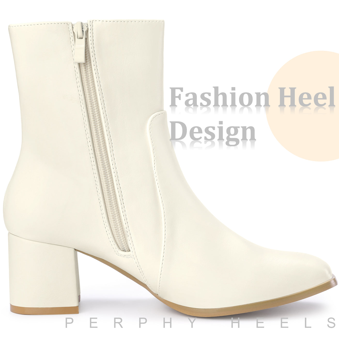 Bublédon Square Toe Side Zip Chunky Heel Ankle Boots for Women