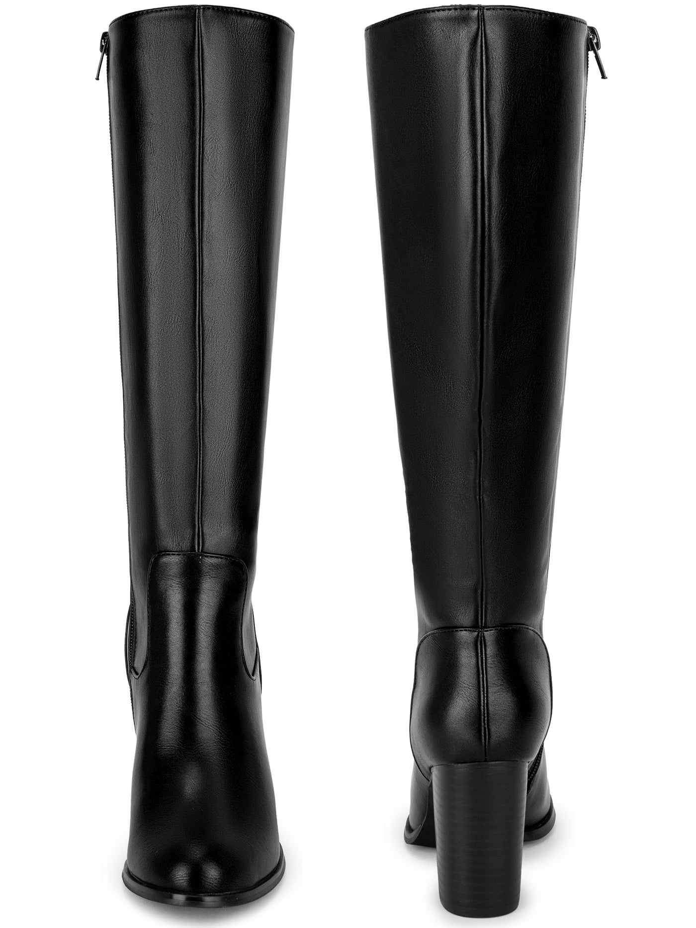 Bublédon Round Toe Chunky Heel Knee High Boots for Women