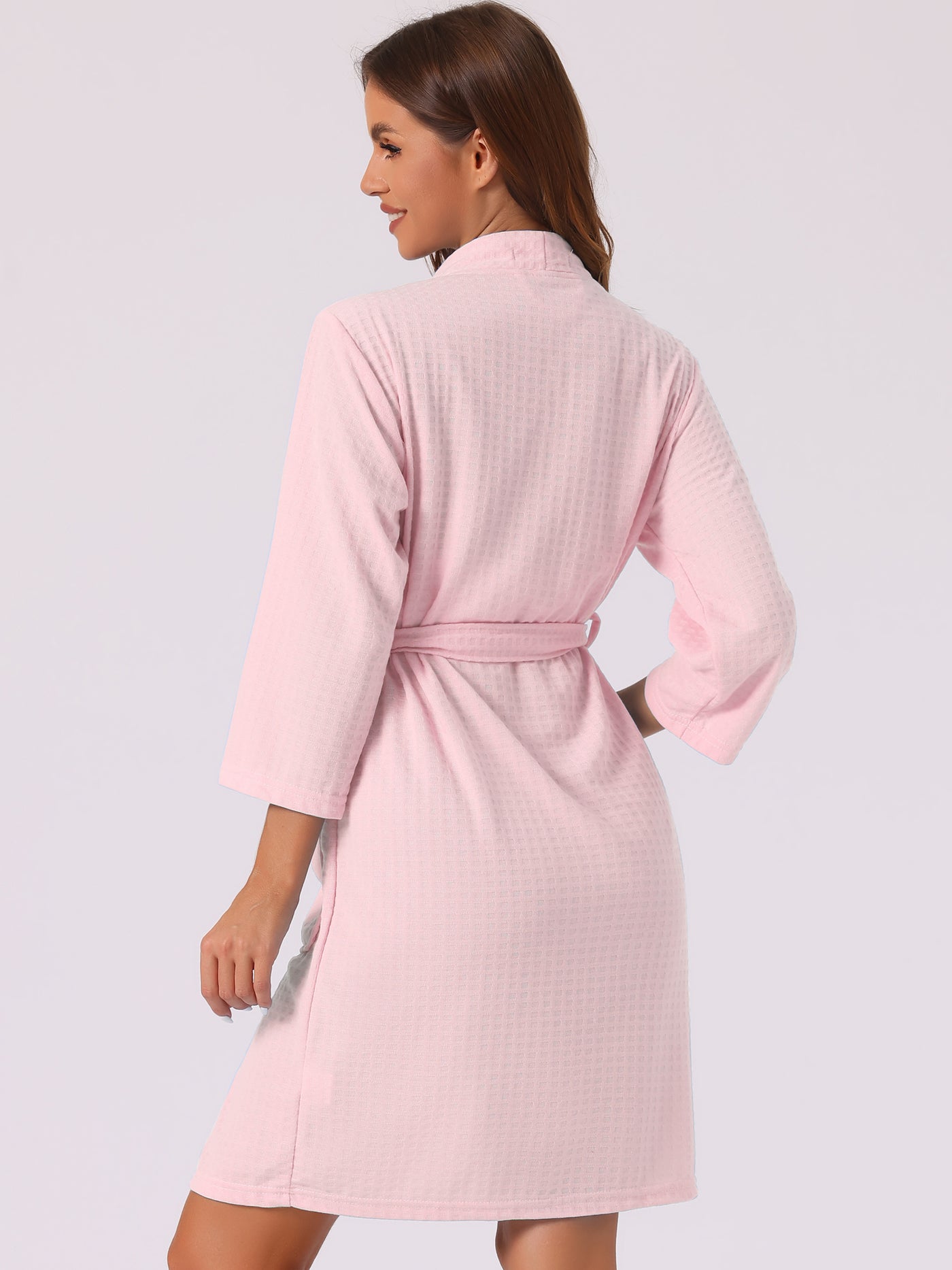 Bublédon Womens Waffle Bathrobe Soft Kimono Spa & Bath Mid-Length Robes