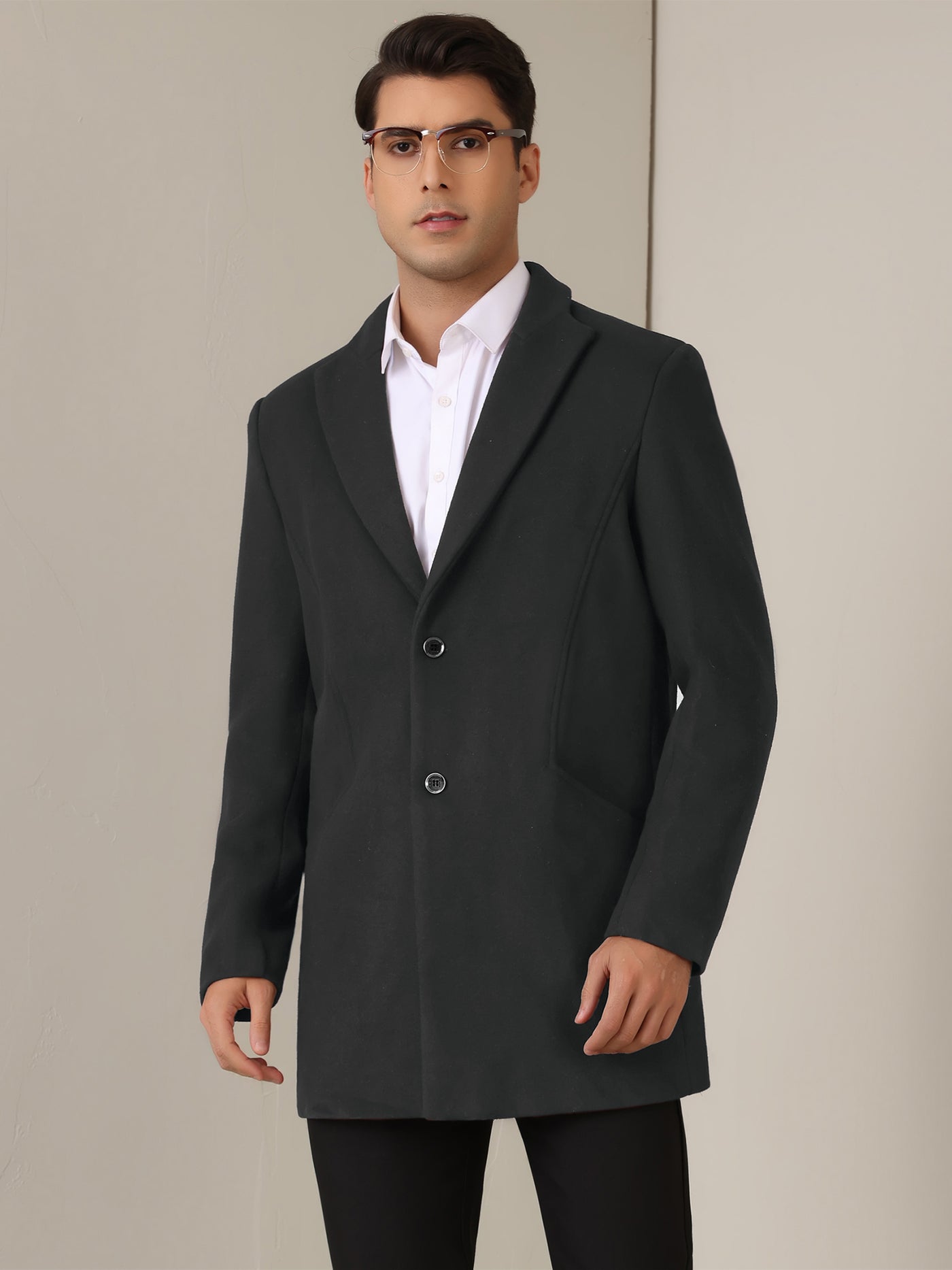 Bublédon Winter Trench Coat for Men's Single Breasted Slim Fit Business Long Overcoats