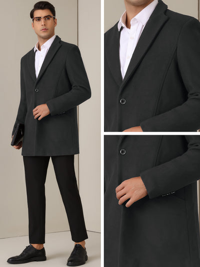 Winter Trench Coat for Men's Single Breasted Slim Fit Business Long Overcoats