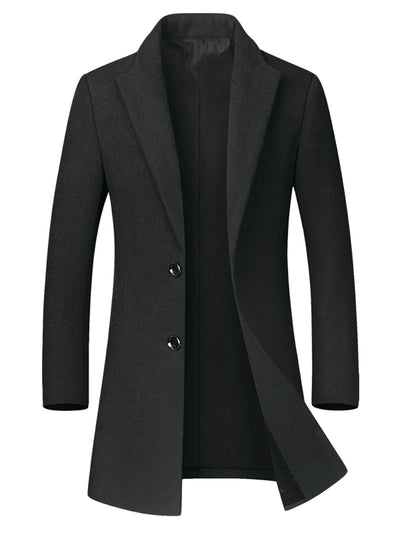 Winter Trench Coat for Men's Single Breasted Slim Fit Business Long Overcoats