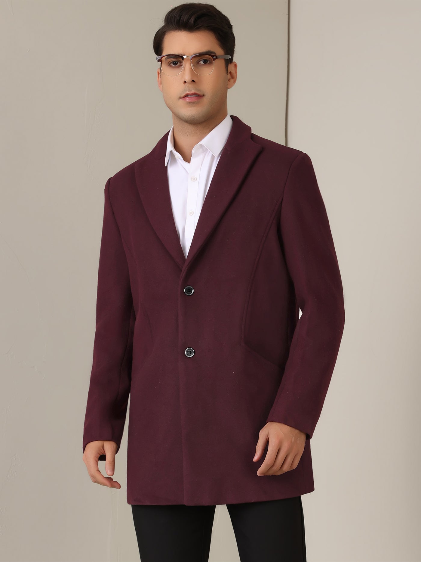 Bublédon Winter Trench Coat for Men's Single Breasted Slim Fit Business Long Overcoats