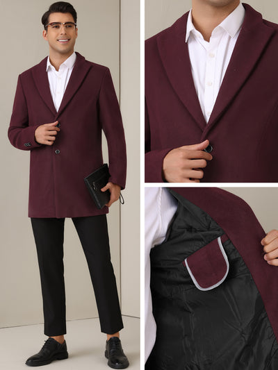 Winter Trench Coat for Men's Single Breasted Slim Fit Business Long Overcoats