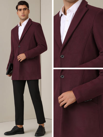 Winter Trench Coat for Men's Single Breasted Slim Fit Business Long Overcoats