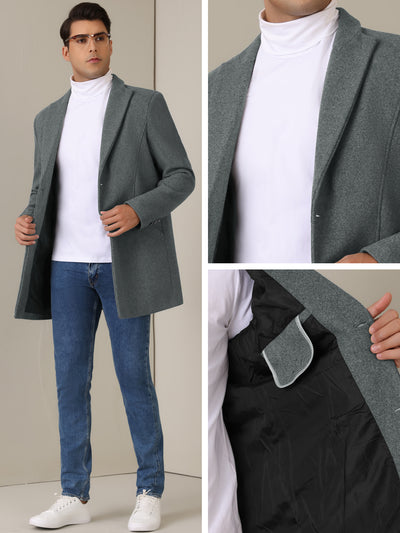 Winter Trench Coat for Men's Single Breasted Slim Fit Business Long Overcoats